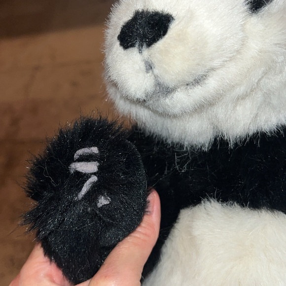 NEW PANDA fur BEAR REALISTIC Animal Kingdom 13”sitting Plush Stuffed Animal RARE - Picture 14 of 14